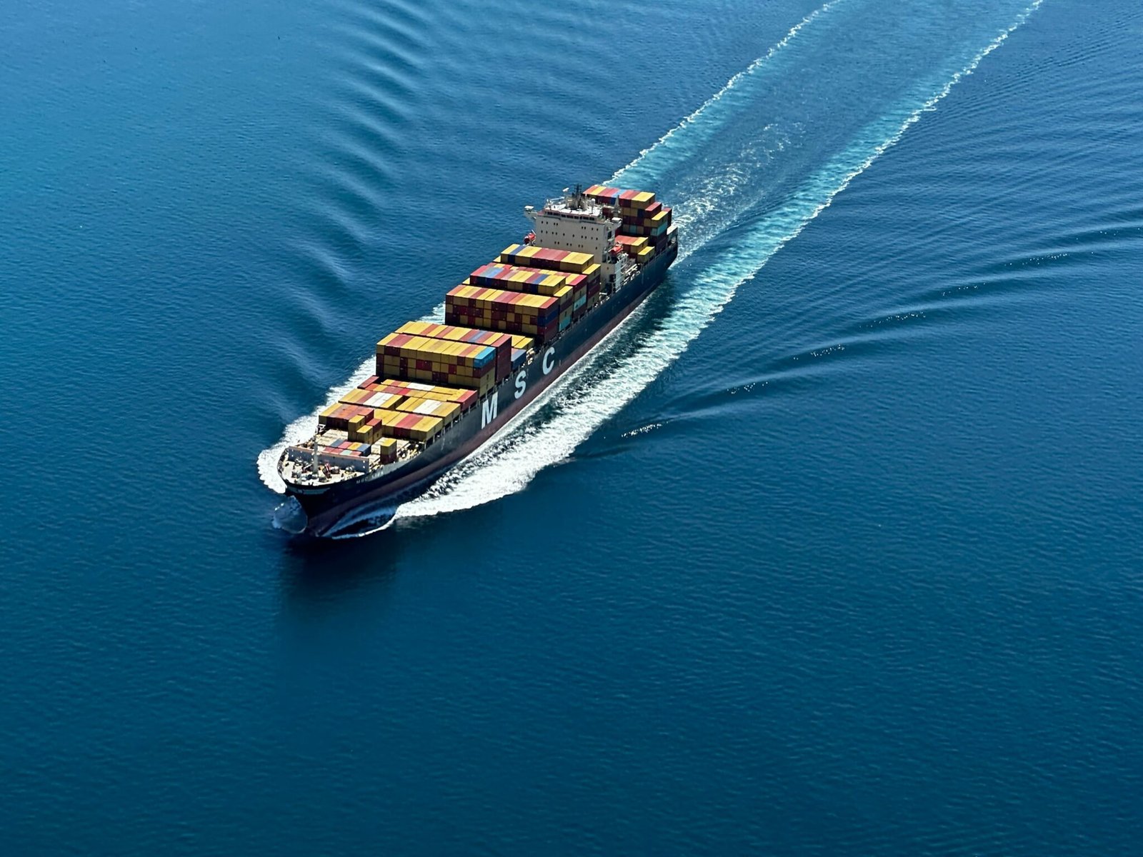Container vessel under way
